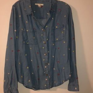 NWOT loose denim button up